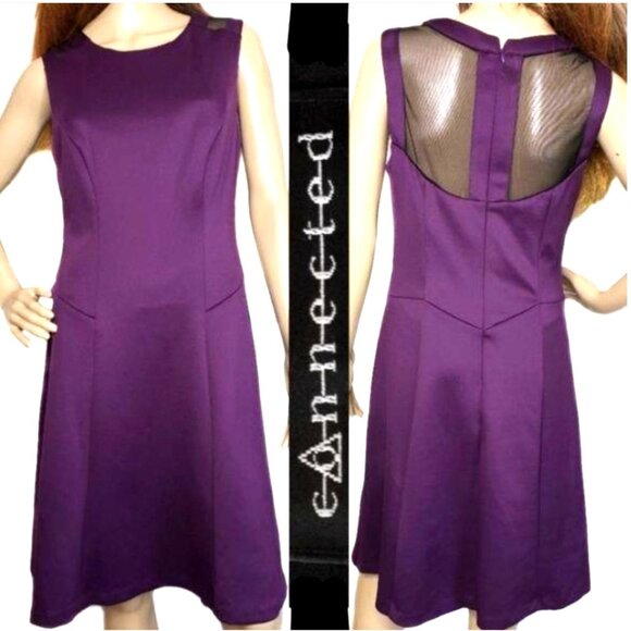 Connected Apparel Purple Sleeveless Dress With Sheer Mesh Back Size 8 - Picture 1 of 8